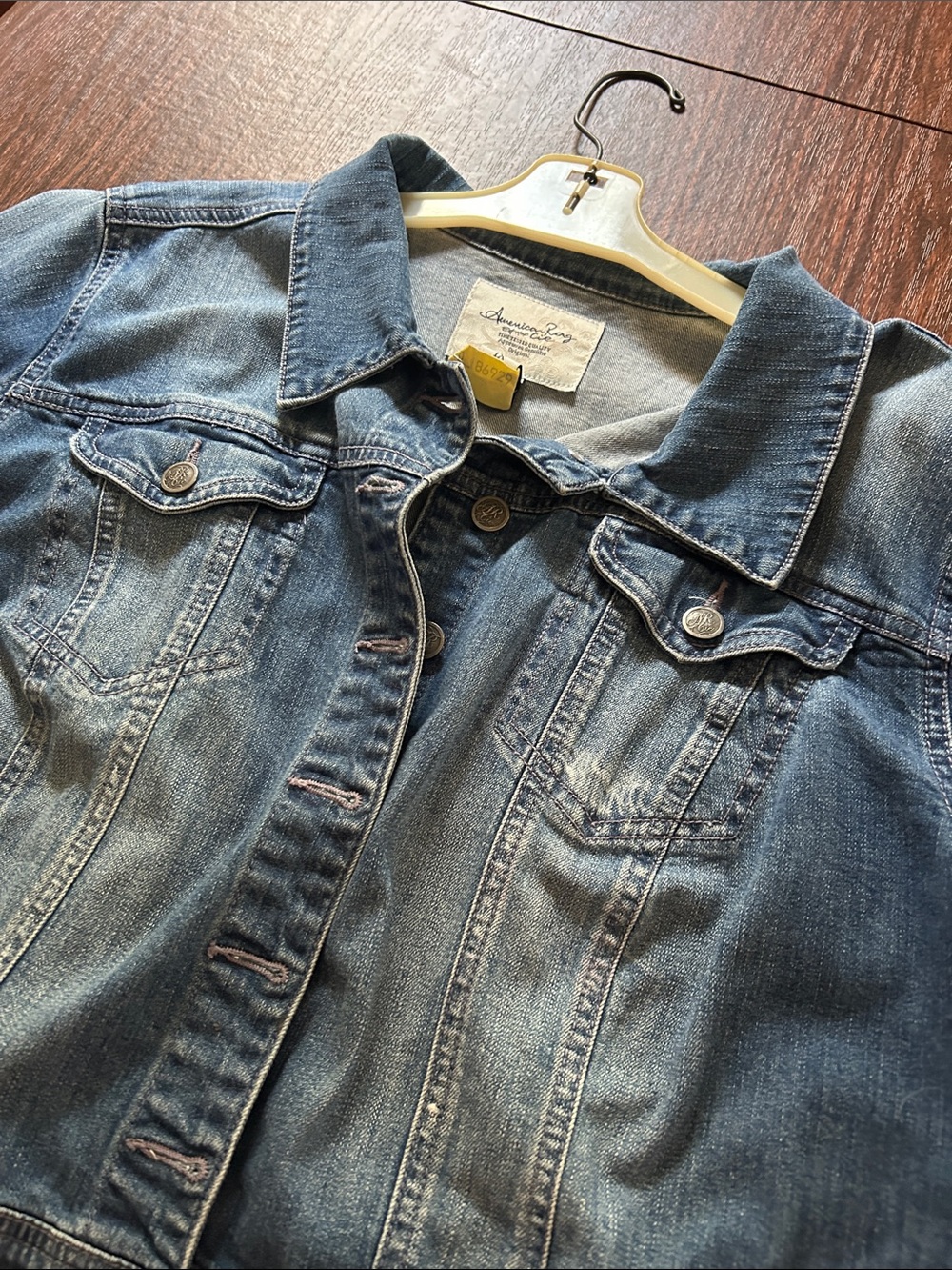 American Rag Light Blue Denim Short Sleeve Jacket - Picture 7 of 8